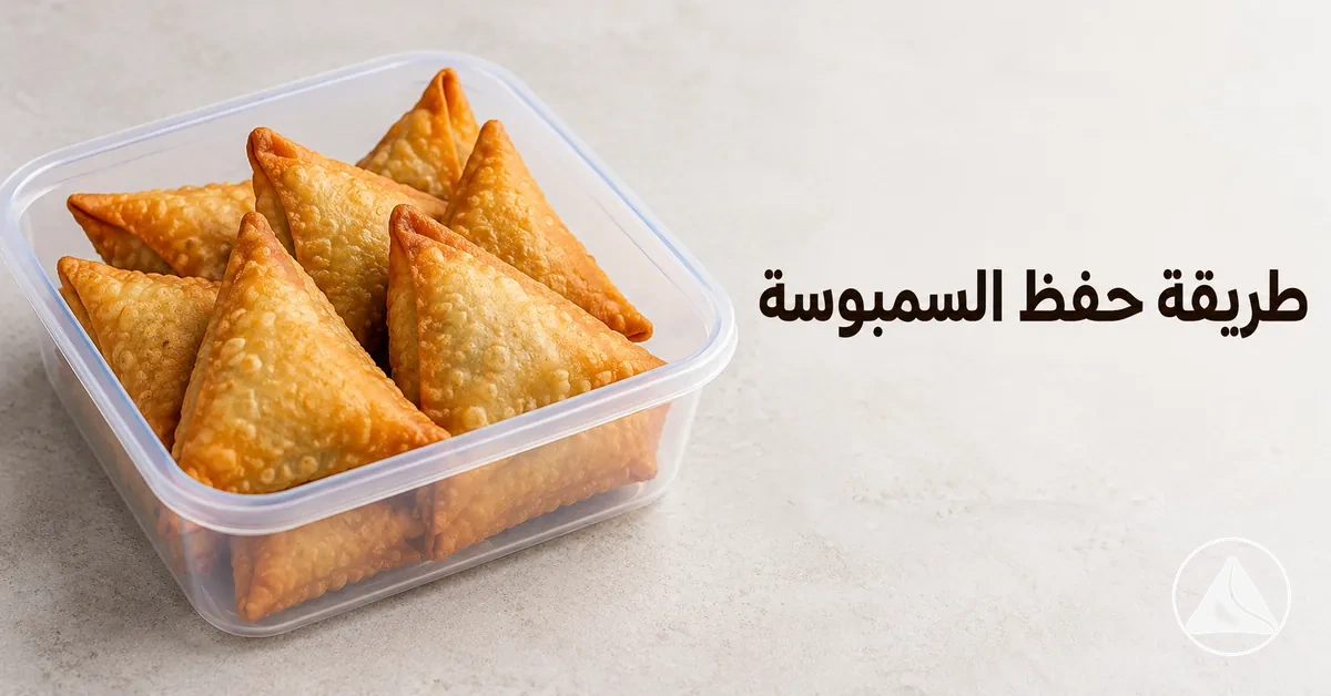 سمبوسات مطهية محفوظة في وعاء للحفاظ على قوامها