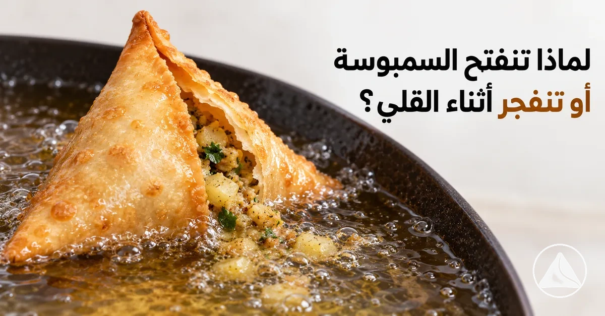 سمبوسة انفتحت أثناء القلي وخرجت الحشوة من موضع الإغلاق