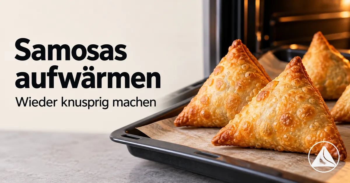 Bereits gegarte Samosas werden aufgewärmt, bis der Teig wieder knusprig ist