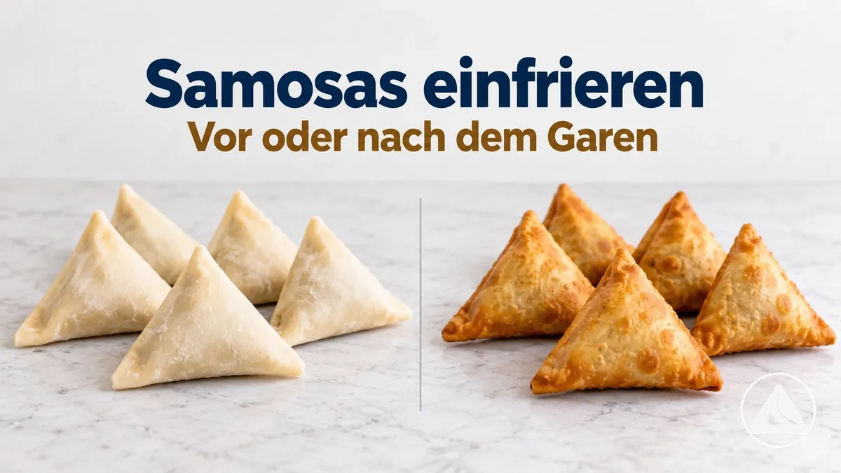 Samosas zum Einfrieren vor oder nach dem Garen angeordnet