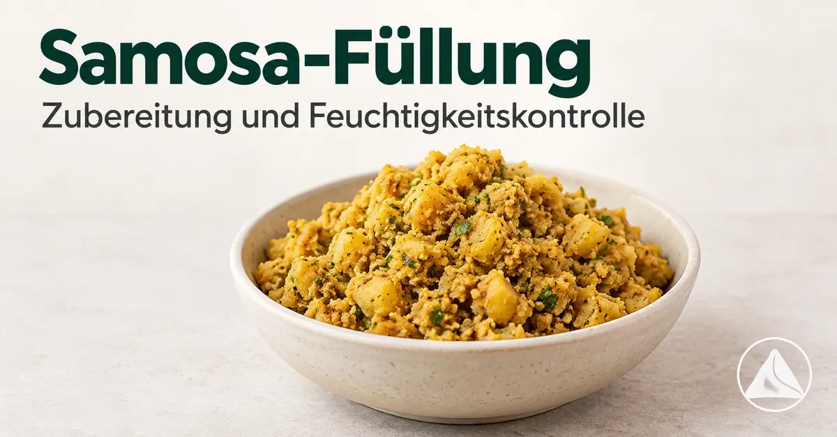 Vorbereitete Samosa-Füllung mit trockener, zum Falten geeigneter Konsistenz