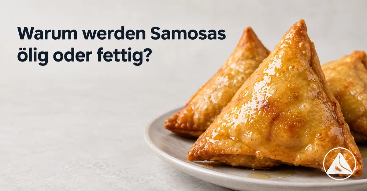 Fettige Samosas mit überschüssigem Öl auf dem frittierten Teig