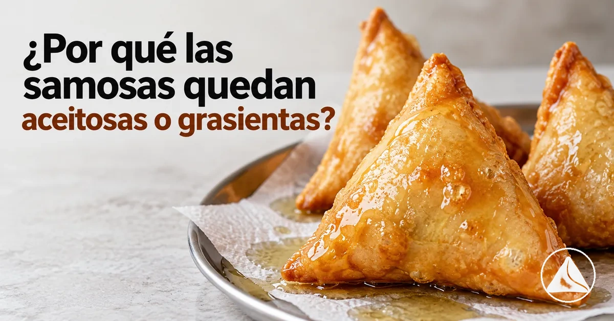Samosas grasientas con exceso de aceite en la masa frita