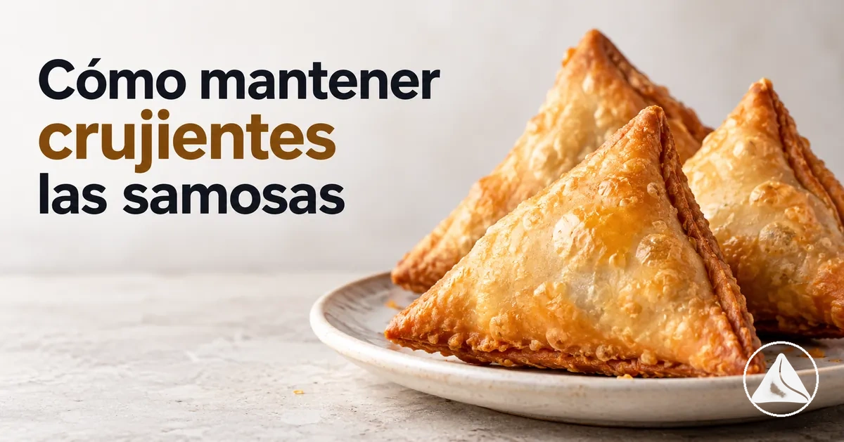 Samosas doradas y crujientes con una masa firme y hojaldrada después de cocinarlas