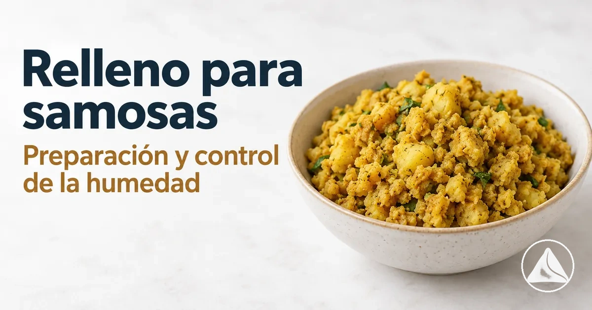 Relleno para samosas preparado con una textura seca adecuada para doblar