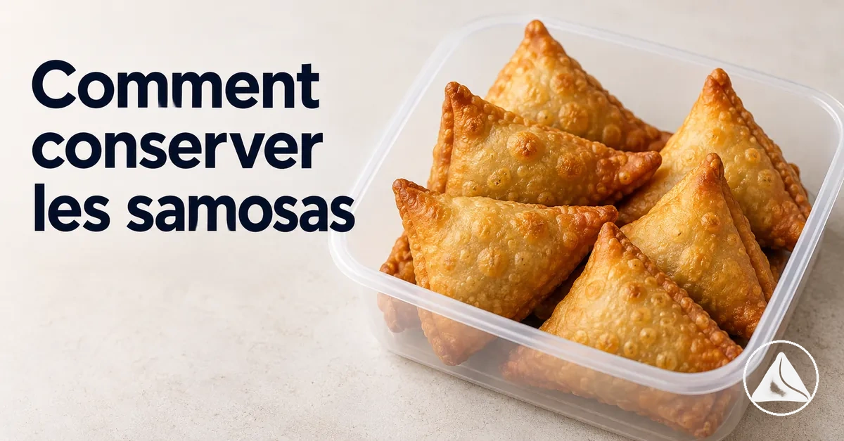 Samosas cuits conservés dans un récipient pour préserver leur texture