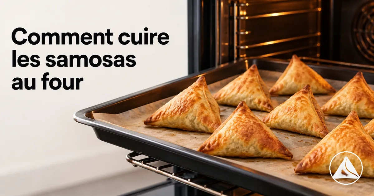 Samosas cuisant sur une plaque jusqu’à devenir croustillants et uniformément dorés
