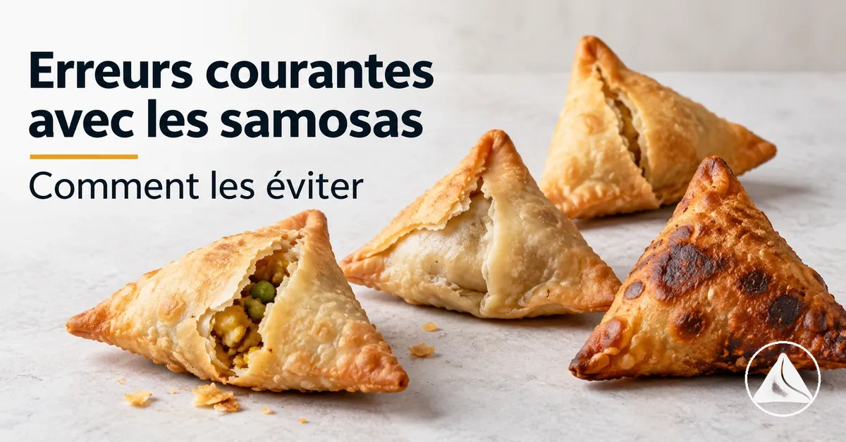 Plusieurs samosas montrant des erreurs courantes de préparation et de friture