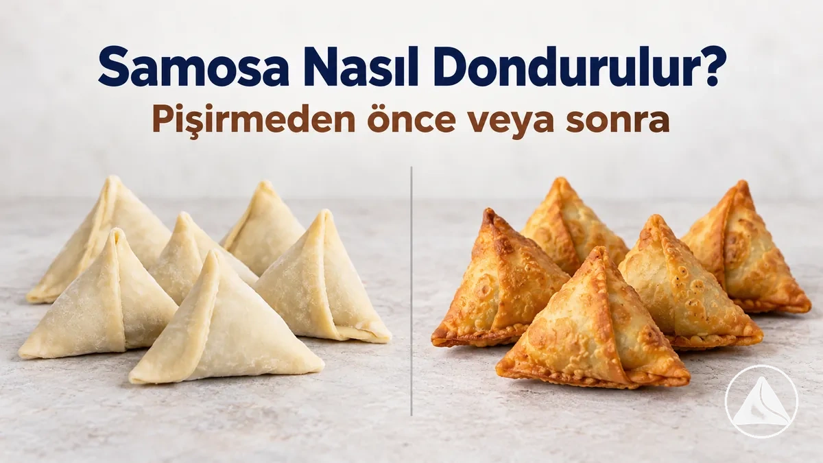 Pişirmeden önce veya sonra dondurulmak üzere düzenlenmiş samosalar