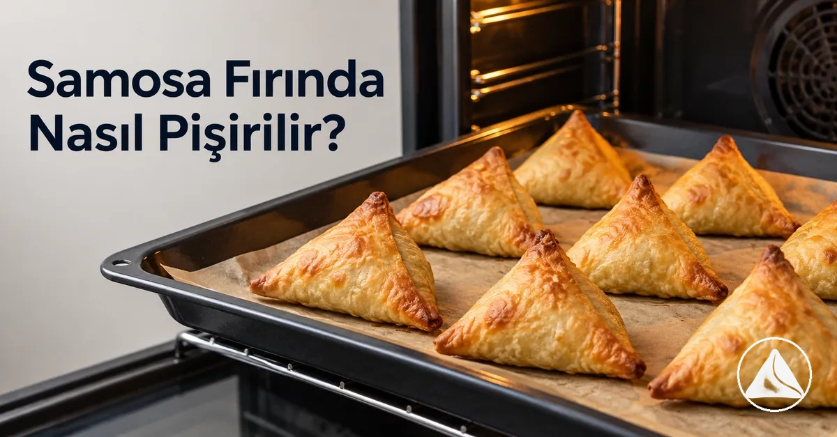 Tepside eşit biçimde kızarıp çıtırlaşana kadar fırında pişen samosalar