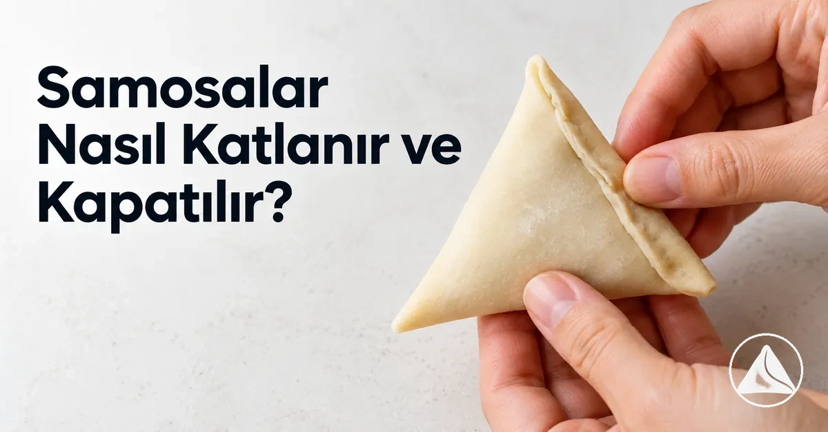 Üçgen şekil verilerek katlanıp kapatılan samosa hamuru