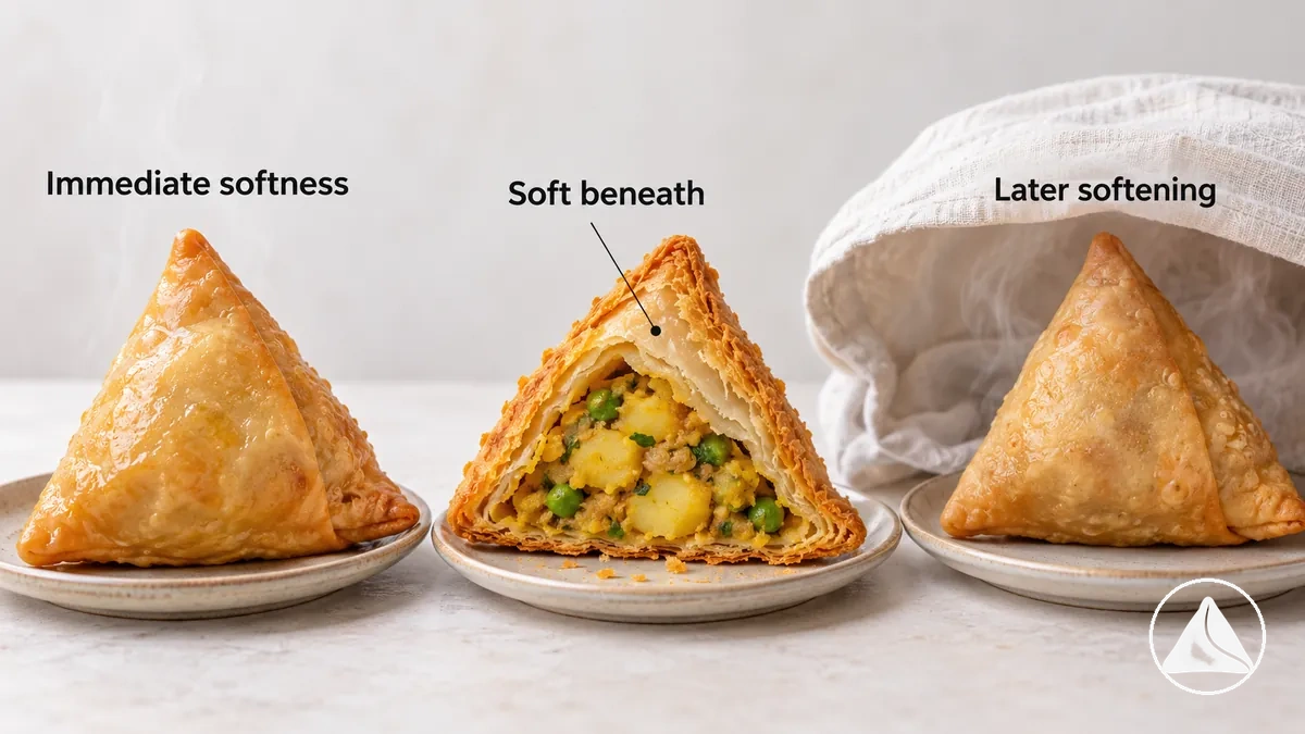 Olası nedeni daraltmak için kullanılan üç samosa hamuru yumuşaklık modelini gösteren diyagram.