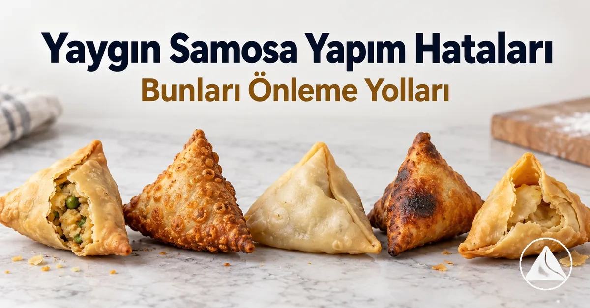 Hazırlama ve kızartma sırasında yapılan yaygın hataları gösteren samosalar